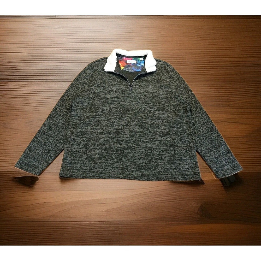 Robert Graham Virgo Classic Fit 1/4 Zip Sweater XXL Gray High Pile Sherpa Collar